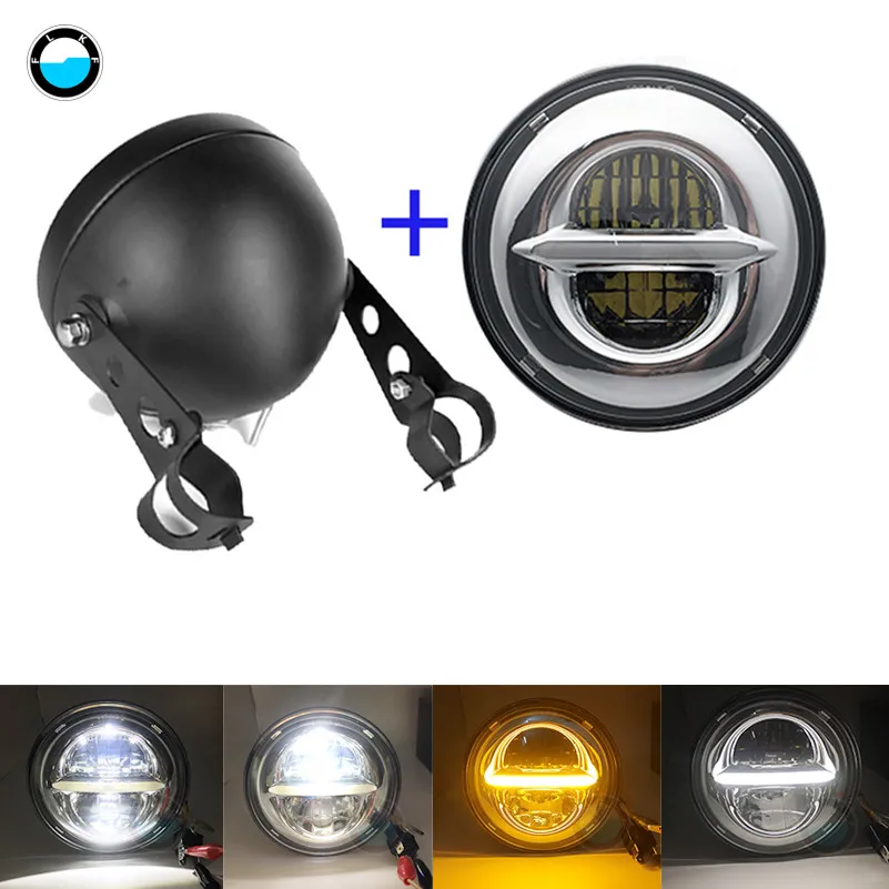 Combo 3A Новейший 5,7" светодиодный фонарь для мотоцикла с 5,75 дюймовым корпусом лампы для Dyna Sportster Softail - Цвет: Combo 3A