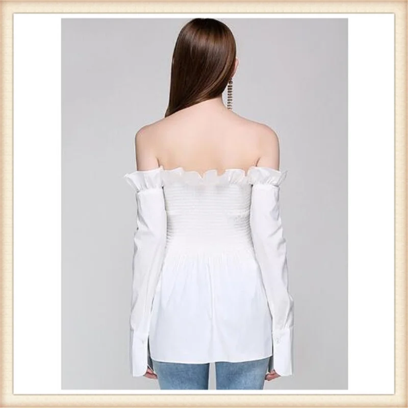 Блузка женская с длинным рукавом белая|button blouse|blouse fashionfashion blouses |