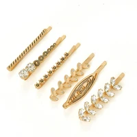6 pcspack vintage crystal rhinestone barrette hair pins fashion women hairpin headwear gilded hair clip accessories m35