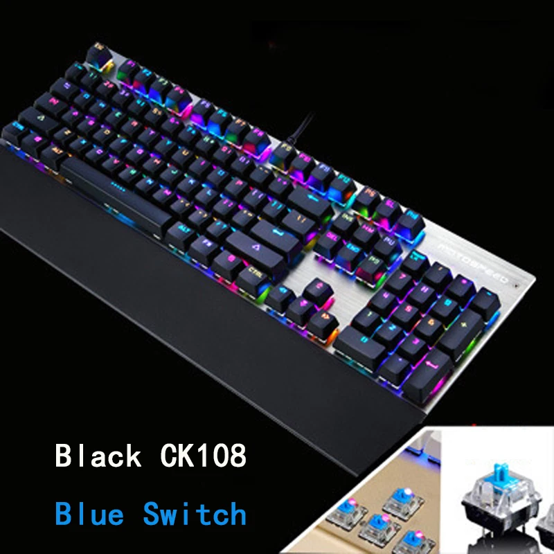 Motospeed CK108 оригинальный RGB синий переключатель механическая русская/английская