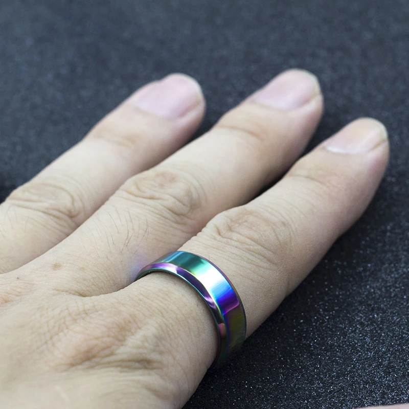 8 мм нержавеющая сталь кольца из нержавеющей стали для мужчин-пачка цветов радуги