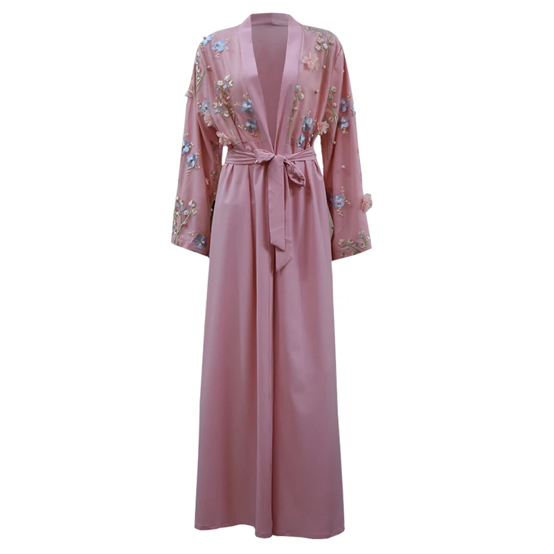 Abaya Дубай сетки цветочные кимоно кардиган мусульманский хиджаб платье Caftan Jilbab Robe abaya s женский Восточный халат турецкая исламская одежда