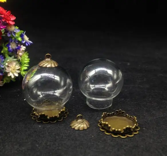 5 шт. стеклянный глобус бронзовое покрытие маленькая Цветочная кружевная основа 8
