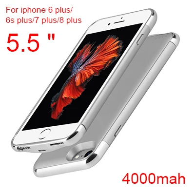 Зарядное устройство для iPhone 8 7 6 6s Plus зарядное устройство Powerbank ультра тонкий внешний чехол для телефона для iPhone 6, 6 S 7 8 X XS - Цвет: Silver 6P 6sP 7P 8P