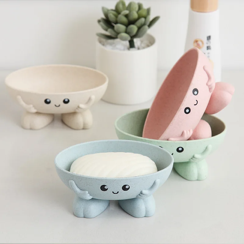 

1 PCS Cute Cartoon Shape Soap Box Quickly Draining Soap Holder with Covers Practical Bathroom essentials 4 Colors Available