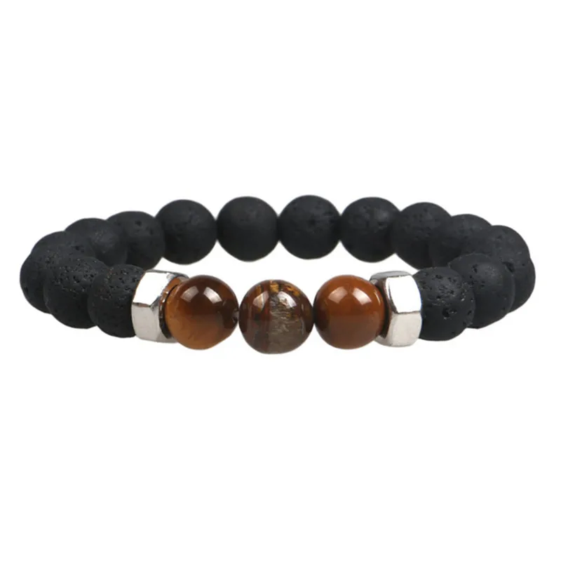 MKENDN оптовая продажа тигровый глаз 10 мм матовые бусины из лавы с винтовой крышкой