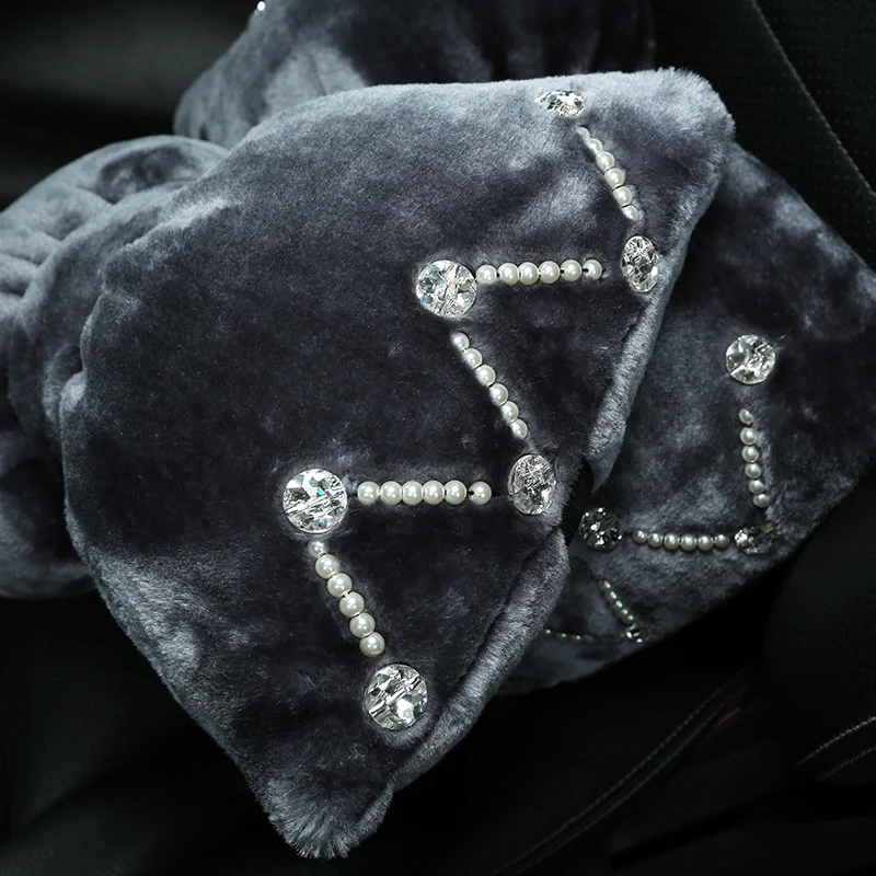 Luxury Pearl Diamond Car Headrest Pillow Rhinestone Neck Seat Back Support Plush Cushion Lady Girl Auto Accessories | Автомобили и