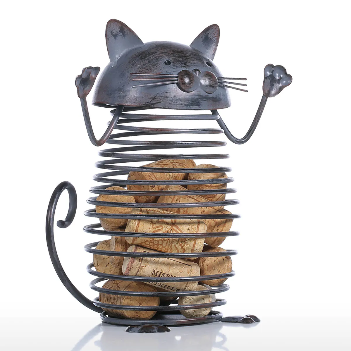 Tooarts пружинный Кот пробковый контейнер железная скульптура бутылочка для кошек