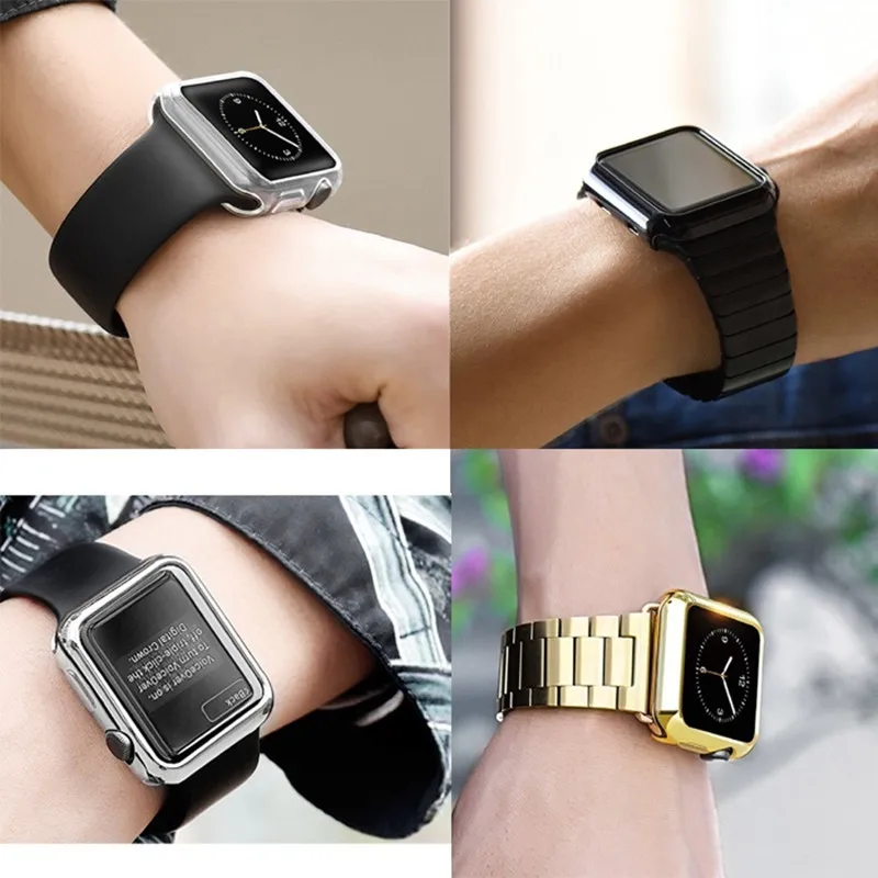 Бампер для apple watch series 3 4 2 1 5 Мягкий защитный чехол из ТПУ с покрытием защита задней