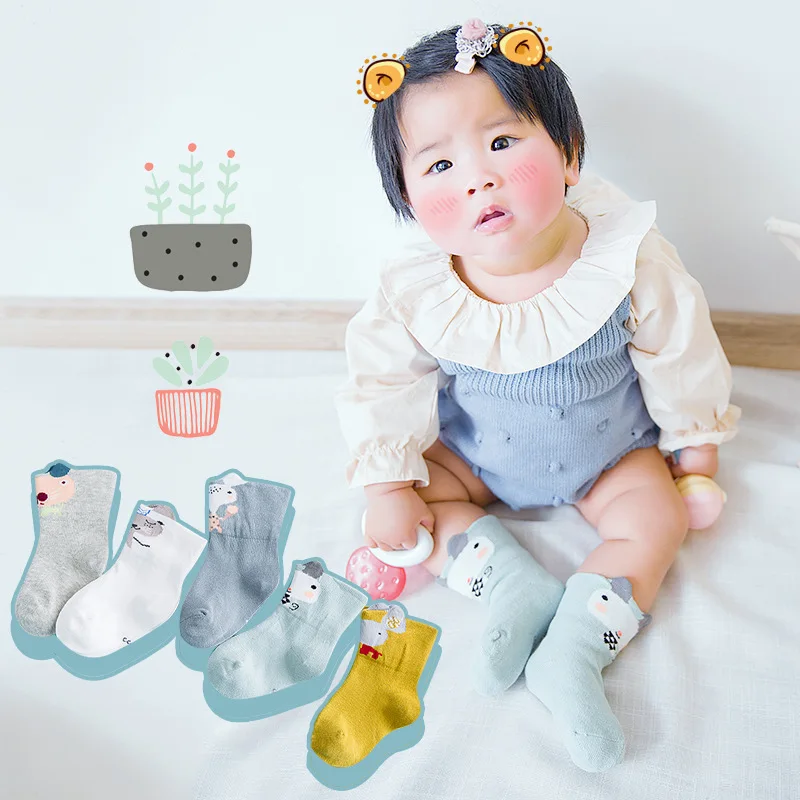 2018 New baby girl boy knee socks anti slip Baby Cartoon toddler lovely stereo ear sock 5 color suit gift | Детская одежда и обувь