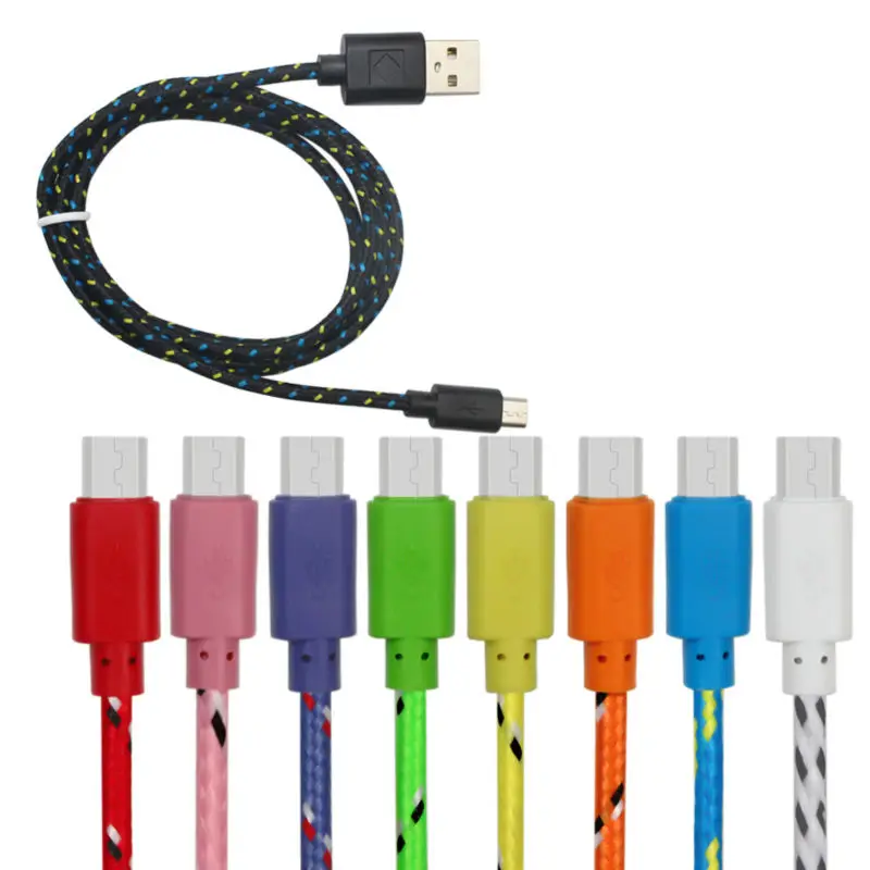 Десять цветов 1 м 2 3 Круглый тканевый нейлоновый Плетеный usb кабель аксессуары