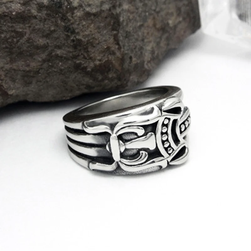 Timmilyar Vintage Antique Engraving Ring Men Titanium Steel Jewelry Accessories Gift For A Friend | Украшения и аксессуары