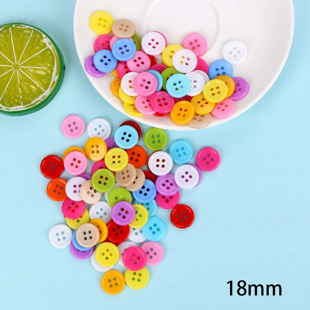 18mm 100 шт цветные полимерные пуговицы 2/4 отверстия однотонные разноцветные для шитья пуговицы Скрапбукинг DIY Одежда куклы ремесла аксессуары для одежды - Цвет: 18mm