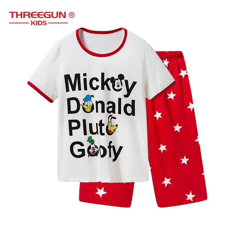 THREEGUN X disney; семейная Одежда для взрослых; летняя одежда для сна; пижамные комплекты; домашняя одежда для взрослых; одинаковые комплекты для семьи