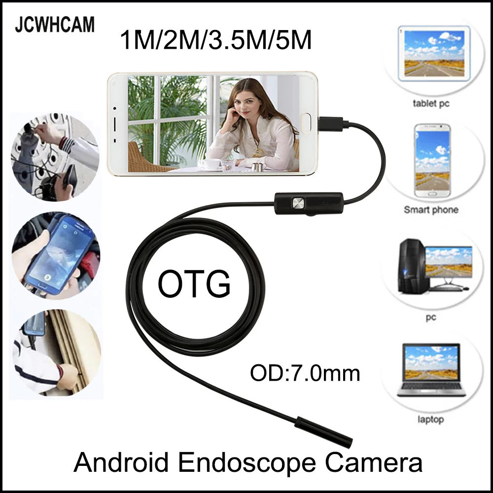 USB эндоскоп JCWHCAM для Android 5 м 3 2 1 объектив 7 мм|pipe inspection camera|android endoscope cameraendoscope camera |