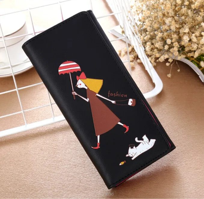 2019 женские кошельки для покупок портмоне Длинный кошелек денег карт кожаные