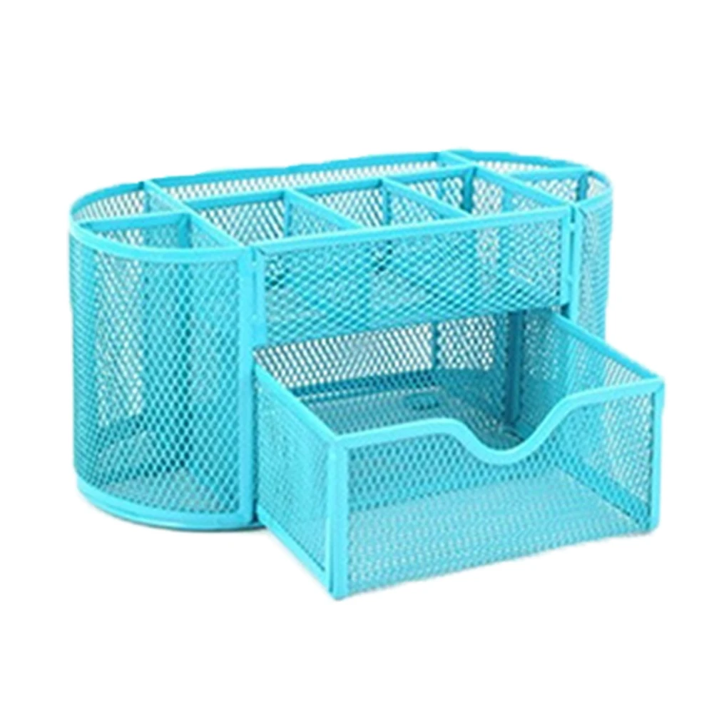 Кованого железа настольные железная сетка отделки стеллаж для хранения коробка 9 сетка железная сетка коробка для хранения Подставка для ручек, для хранения для офиса аксессуары