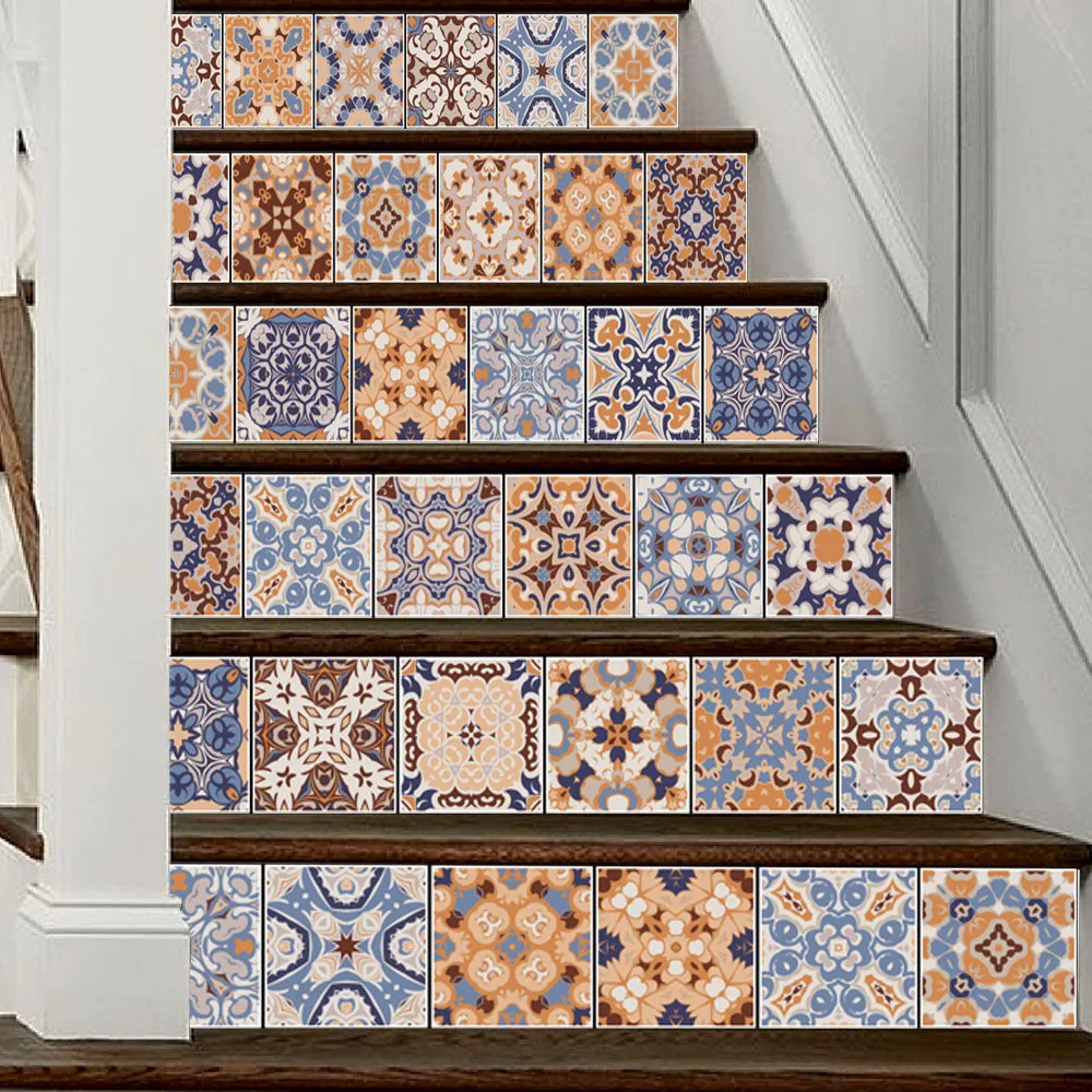 Фото 3d Аравия шаблон стиль плитка лестницы наклейки ПВХ съемный водонепроницаемый