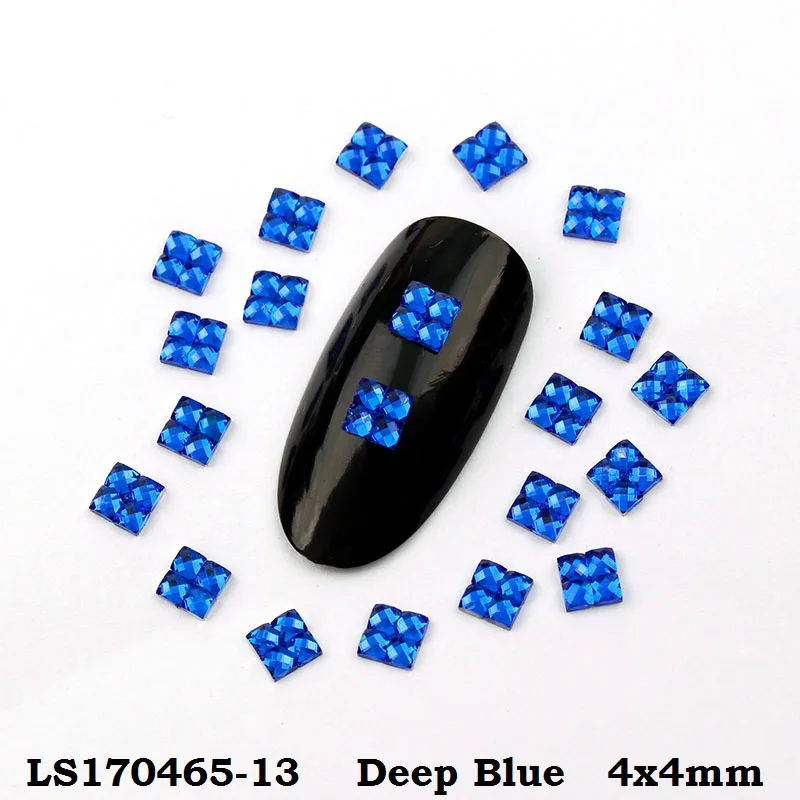 1000 шт. смешанный AB Цвет 4 мм смола квадратный дизайн ногтей Смола Rhineston DIY украшения для ногтей свадебное платье украшения - Цвет: Sapphire Blue