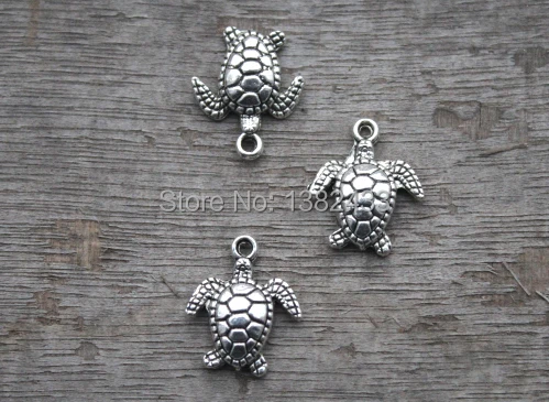 

20pcs--Turtle Charms, Antique Tibetan Silver Tone Sea Tortoise pendants/charms, Sea turtle 15x11mm