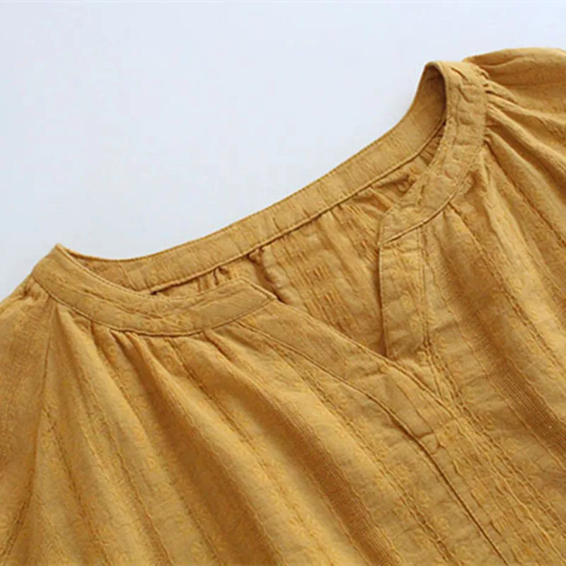 Блузка женская хлопковая с V образным вырезом стильная лаконичная Повседневная