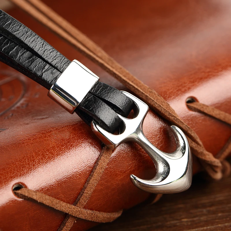 MOGE мужские браслеты из натуральной кожи качественные и женские Прохладный якорь