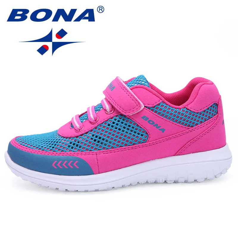 PINK BONA/Новое поступление; Модная стильная детская повседневная обувь; сетчатый верх; обувь для мальчиков и девочек; дышащий светильник; мягкая прогулочная обувь; - Цвет: PINK