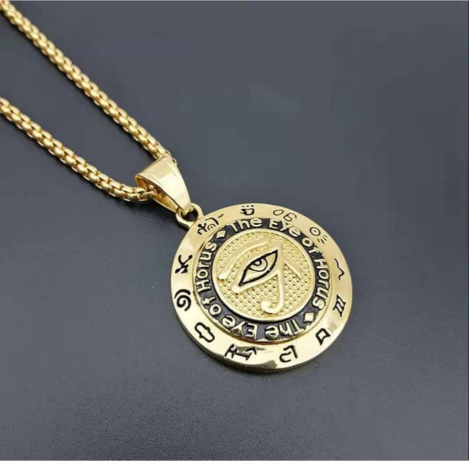 2018 new style Stainless Steel Men Hip hop Eye of Horus pendant necklaces fashion vintage necklace mens Hiphop jewelry gifts | Украшения и