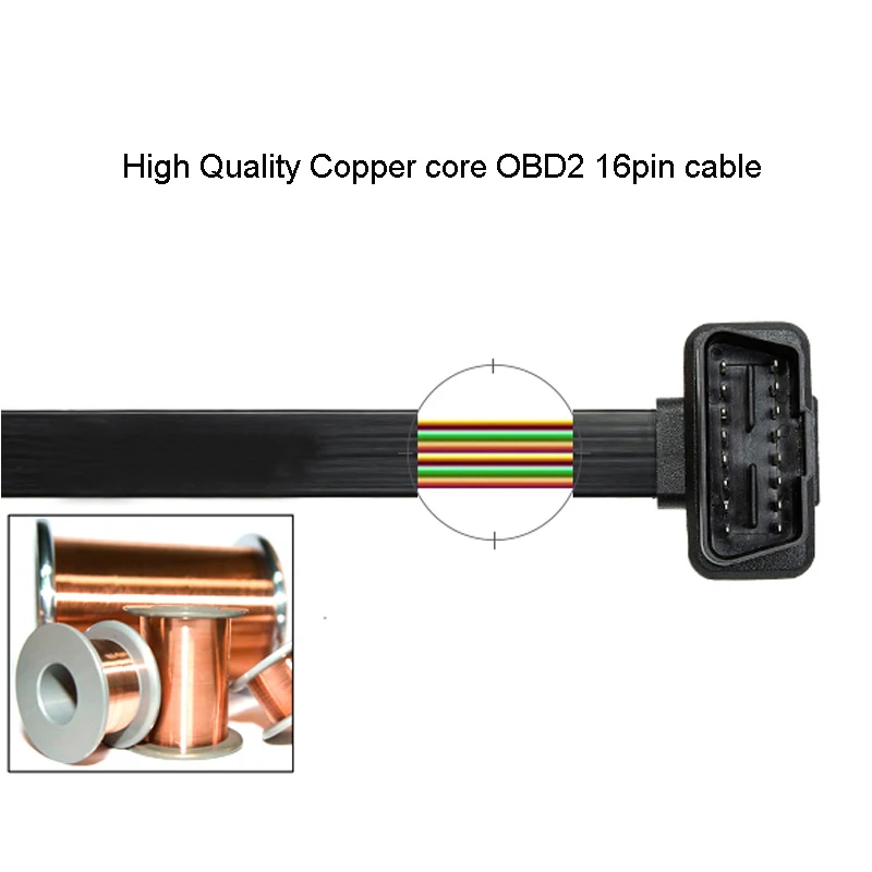 Flat+Thin 16Pin OBD 2 Extender OBD2 16 Pin ELM327 Male To Dual Female Y Splitter Elbow OBDII Extension Connector Cable |
