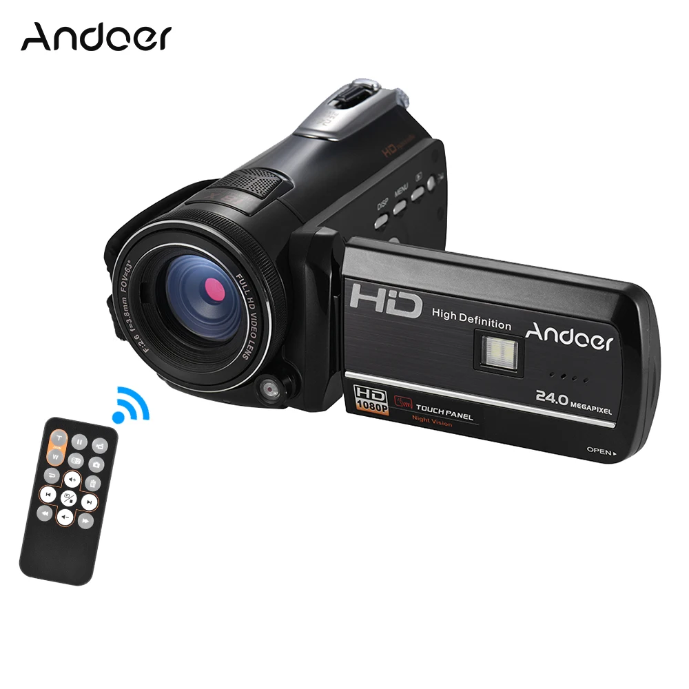 Andoer HDV D395 Цифровая видеокамера DV WiFi 1080P 30fps FHD 24 м 18X зум с пультом дистанционного