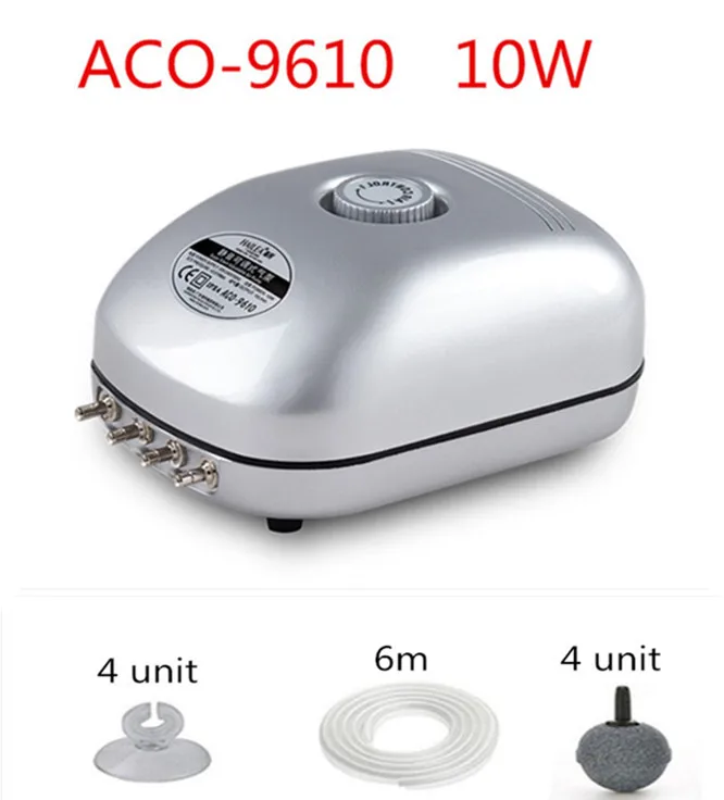 ACO-9610 A SET Тихий аквариумный воздушный насос воздушный компрессор кислородный воздушный насос одиночный и двойной выход аквариумный воздушный насос Ультра тихий воздушный компрессор - Цвет: ACO-9610 A SET