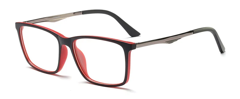 Black Red SHAUNA TR90 прямоугольные солнцезащитные очки, оправа для мужчин, линзы из смолы, оптические очки - Цвет оправы: Black Red
