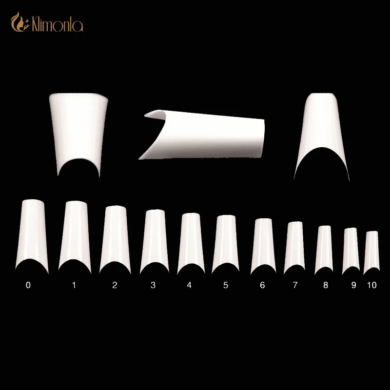 500 шт. полностью Изогнутые акриловые накладные ногти для французского