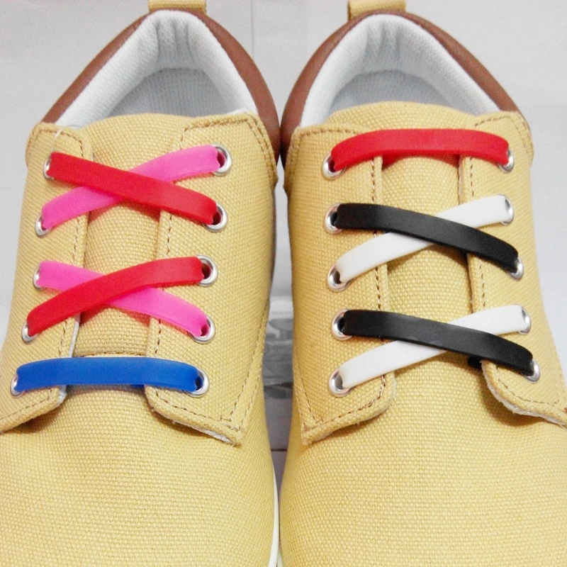 

12pcs/lot Flat Silicone Shoelaces Elastic Shoe Laces Special No Tie Shoelace For Sneakers Quick Lacing System 11 Colors F084