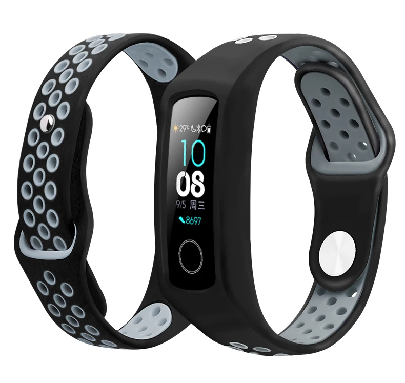 Силиконовый ремешок для honor band 4 5 Смарт-спортивный браслет двухцветный fot huawei honor band 3 пористый дышащий сменный ремешок