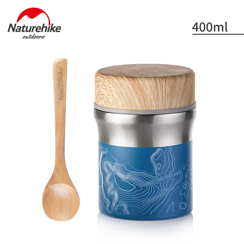 400ml Blue Naturehike 600 мл Посуда для походов чашка для воды Термос бутылка портативная коробка для пикника Посуда с ложкой - Цвет: 400ml Blue