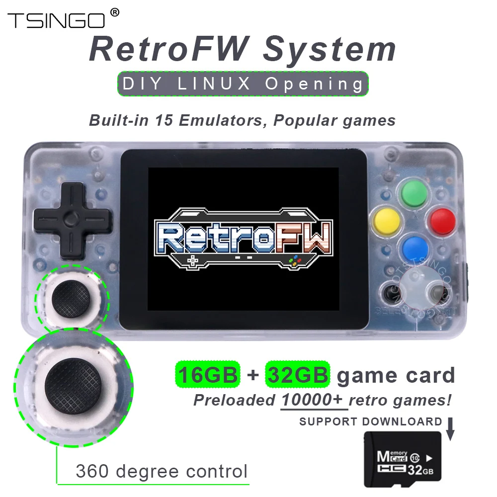 Новая игровая консоль LDK 2,7 дюймов LINUX RetroFW система DIY ретро игровая видео плеер 48 ГБ встроенные 10000 Ретро игры управление на 360 градусов
