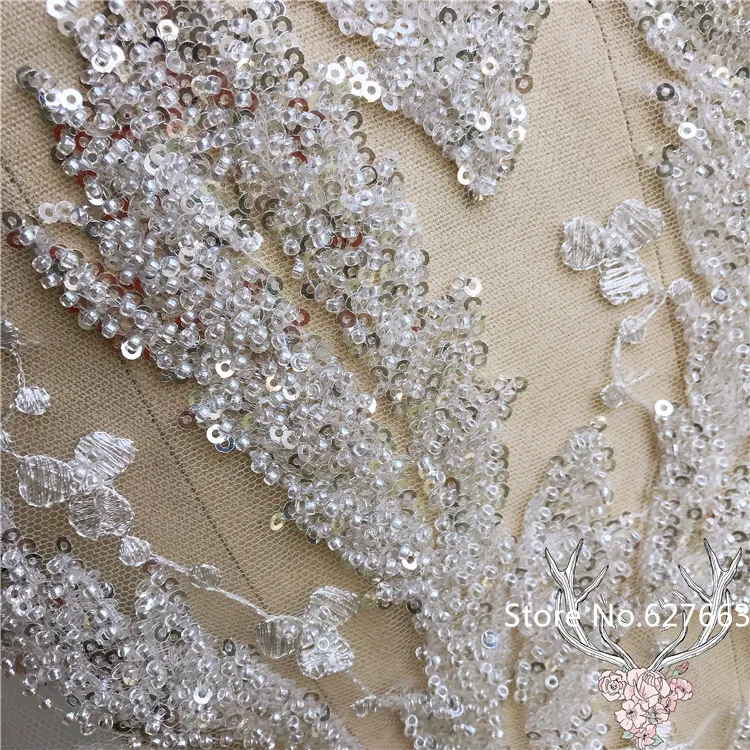 3D Blue Pink Beading lace embroidered patch applique for wedding evening dress sewing patches fashion clothing accessories