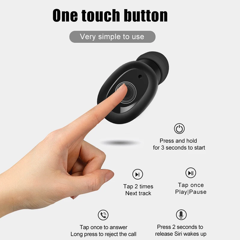 TWS T6 Bluetooth5.0 наушники беспроводные мини 3D стерео Спорт IPX7 водонепроницаемый с