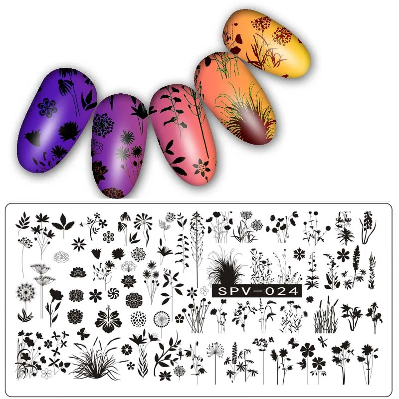 10 шт. трафареты для стемпинга ногтей с цветочным узором | Красота и здоровье