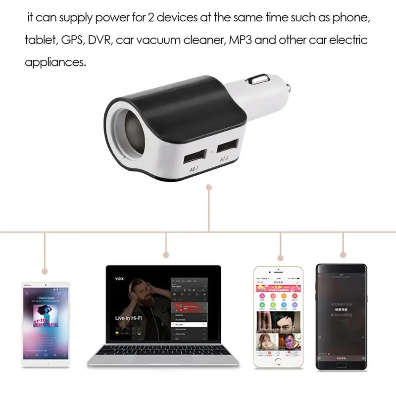 Onever 5 V/3.1A 2 Переходник USB для зарядки в машине с гнездом прикуривателя iPhone 8/8 Plus/X/7