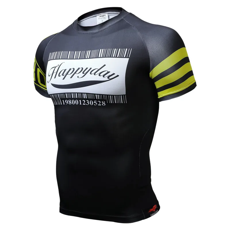TUNSECHY brand men's short sleeve compression will base layer for weightlifting bodybuilding crime bikeing tight t-shirts dress | Спорт и