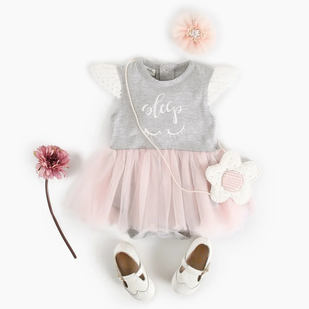 mini Spring Summer baby girl Princess dresses Cartoon Printed Pure Cotton Letter Casual Sleeveless Lace clothes pink Coveralls | Мать и