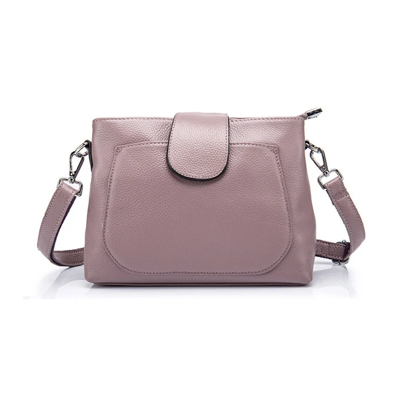 pink purple 24*18*10 см, 2 отделения на молнии, женская сумка через плечо из натуральной кожи, женская сумка на плечо из натуральной кожи, A112 - Цвет: pink purple