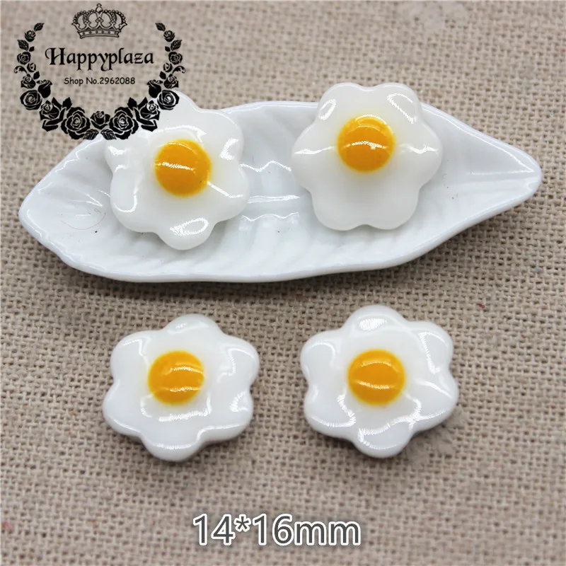 

20pcs Kawaii Resin Simulation Small Poached Egg Flatback Cabochon Miniature Food Art Supply Decoration Charm Craft ,14*16mm