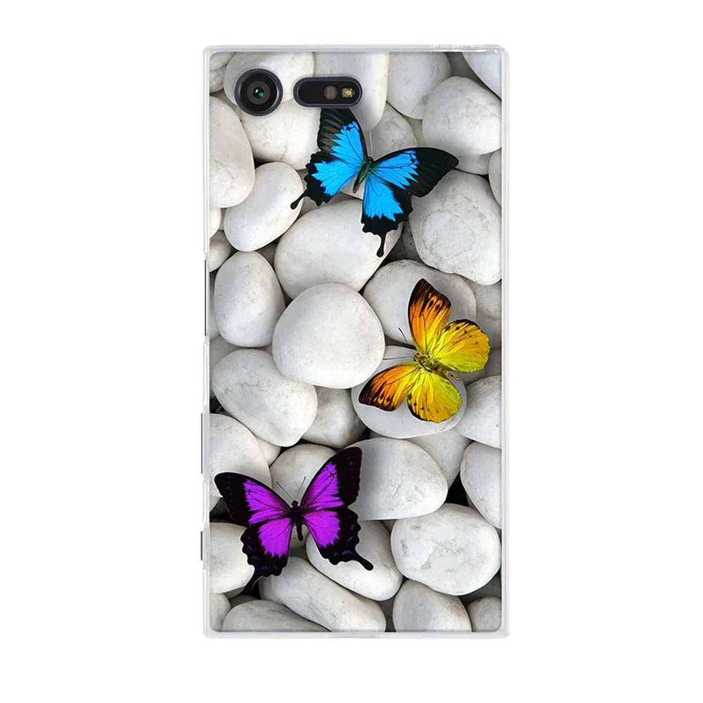 Компактный чехол для Sony Xperia X мягкий силиконовый Compact F5321 милый с рисунком кота Coque