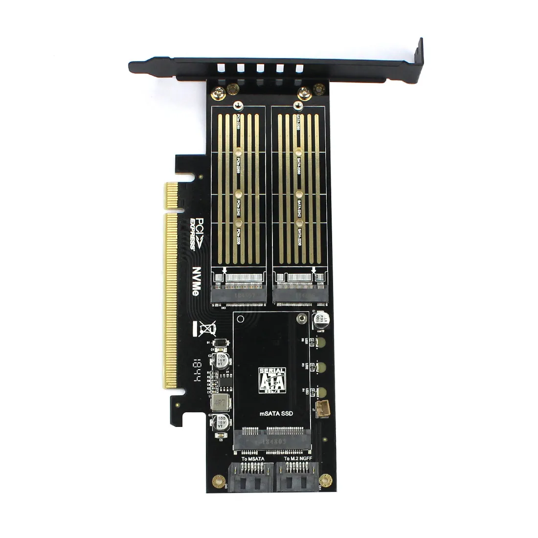 M.2 NVMe SSD NGFF к PCIE 3,0X16 адаптер M Key B Ключ mSATA PCI Express 3,0 NVME m.2 SSD AHCI mSATA 3 в 1 конвертер Riser Card