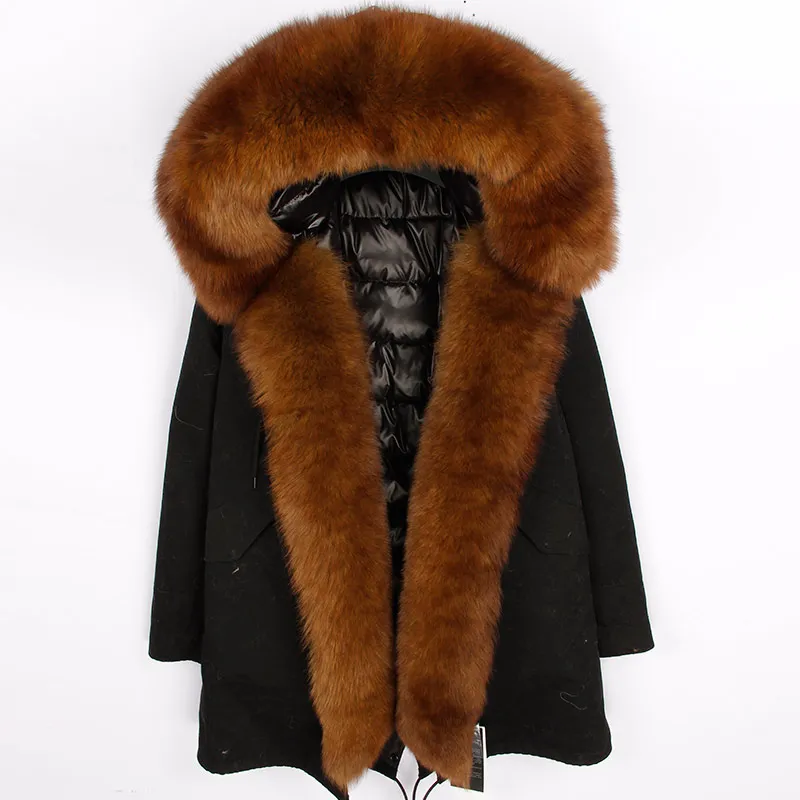 Новинка 2018 зимняя куртка Женская парка натуральный Лисий мех воротник капюшон