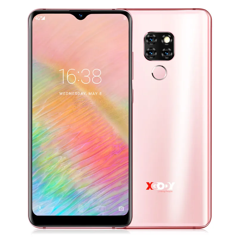 Розовый Xgody Коврики 20 4G 6,2" 19:9 Android 9,0 Face ID 2 Гб Оперативная память 16 Гб Встроенная память 3500 мА/ч, мобильный телефон MT6737 4 ядра полный Экран смартфон - Цвет: Розовый