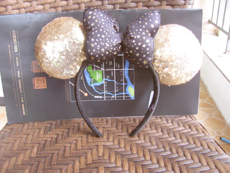 Повязка на голову черная Золотая в горошек с блестками | Игрушки и хобби